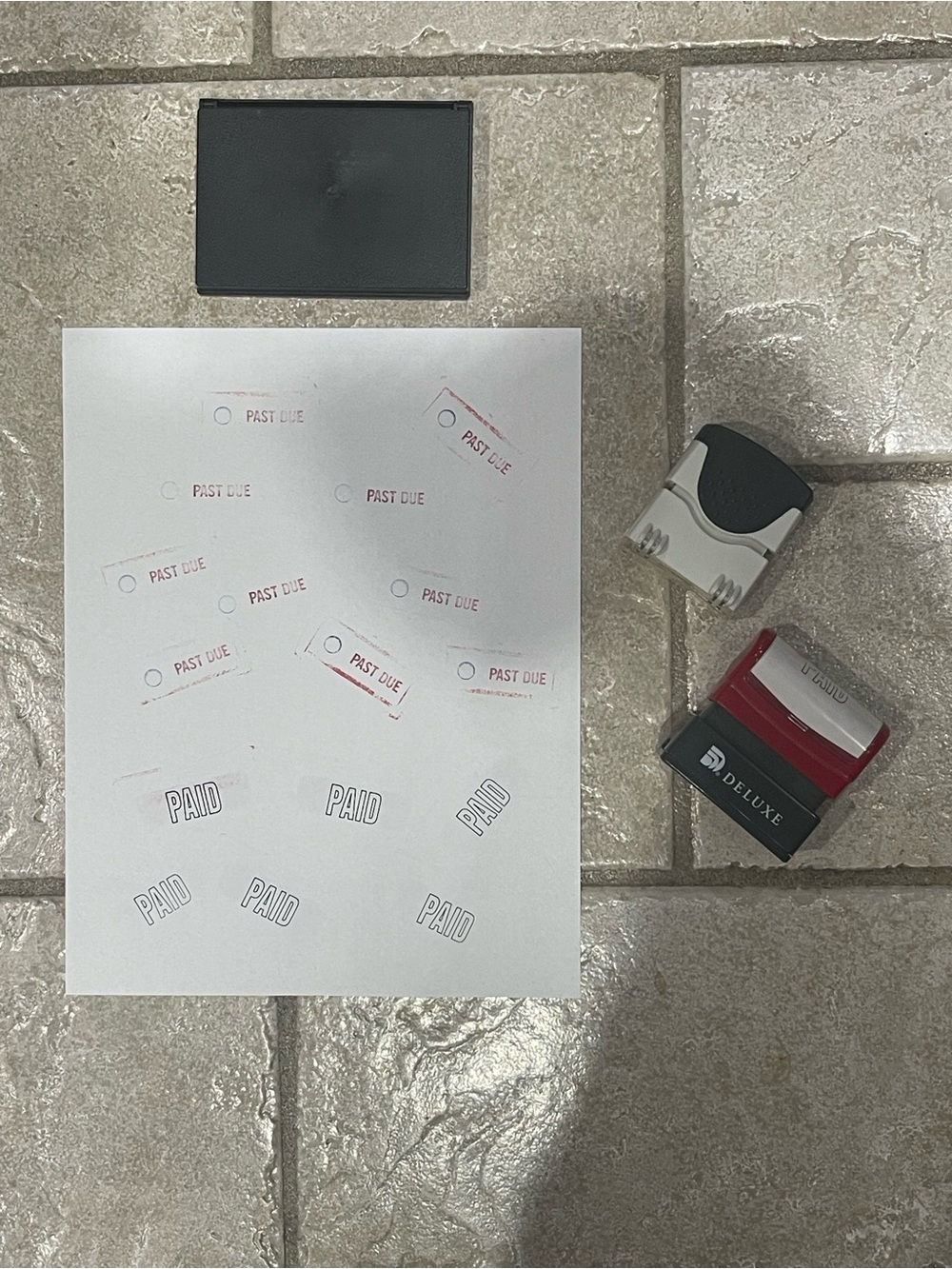Red and Black Office Bundle Self-Inking Office Stamp Set With ink pad